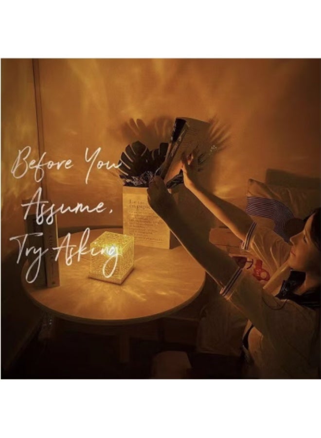 16 لون مربع المياه التموج ضوء الليل الإبداعي الجو ضوء جنب السرير غرفة النوم أورورا اللهب ديناميكي مصباح المكتب - Image 2